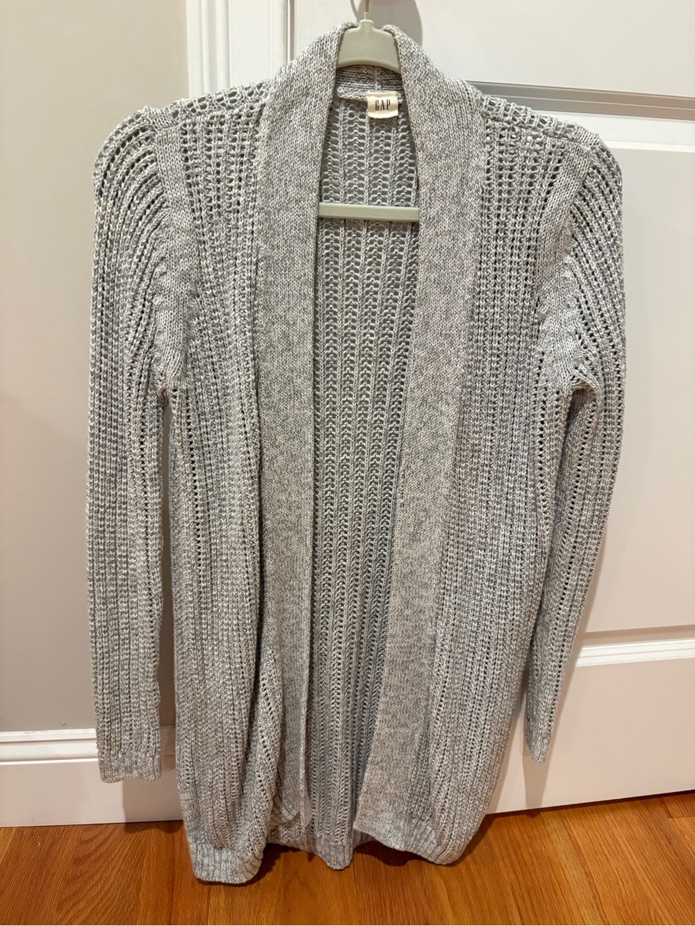 GAP Open-Front Heather Gray Knit Cardigan